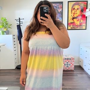 Handmade Pastel Color-block Maxi Mocked Dress Size L/XL